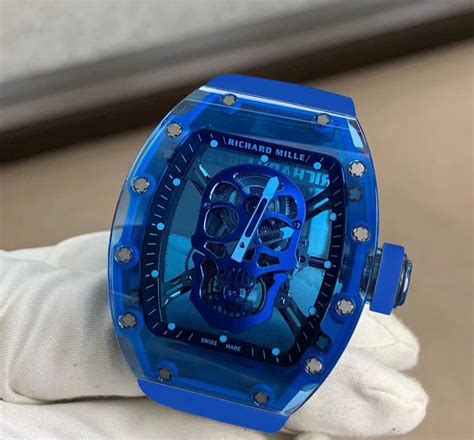 richard mille rm 52-01 blue sapphire skull tourbillon|richard mille skull watch.